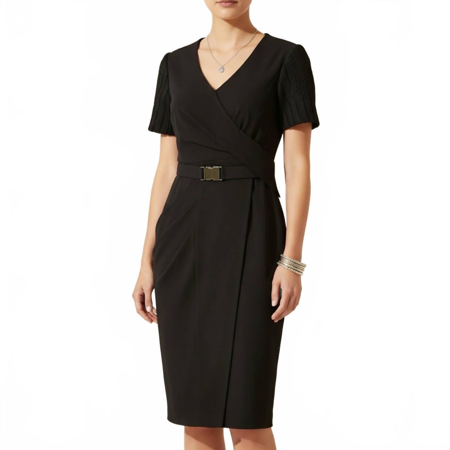 New Nue By Shani Built In Shapewear Faux Wrap Dress In 001 Blk